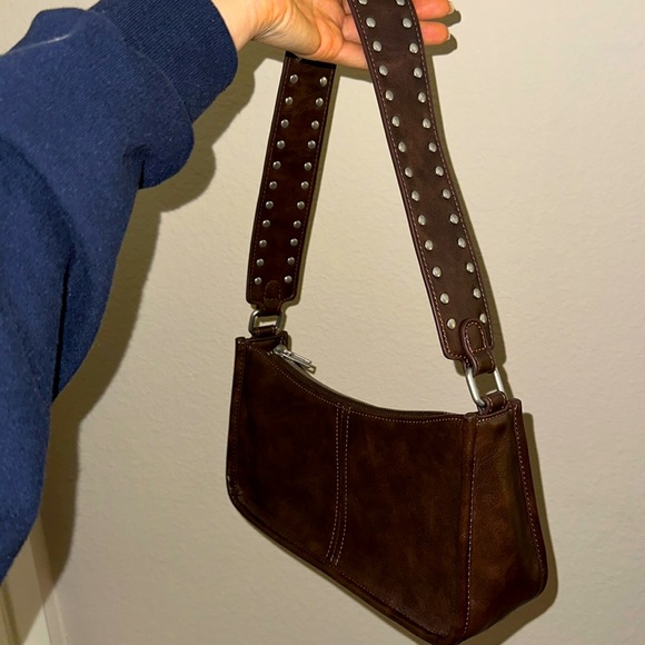 Brandy Melville Handbags - Brandy Melville Brown Silver Studded Purse